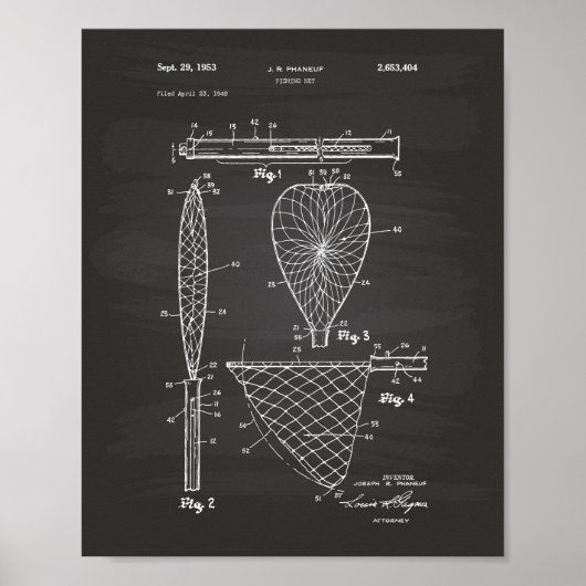 Gevist Net 1953 Patent Art Chalkboard Poster (Voorkant)