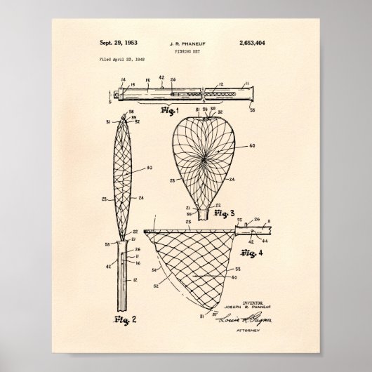 Gevist Net 1953 Patent Art Old Peper Poster (Voorkant)