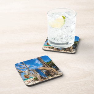 Gevist netten die op het strand drogen bier onderzetter