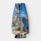 Gevist netten die op het strand drogen flesjeskoeler (Achterkant)