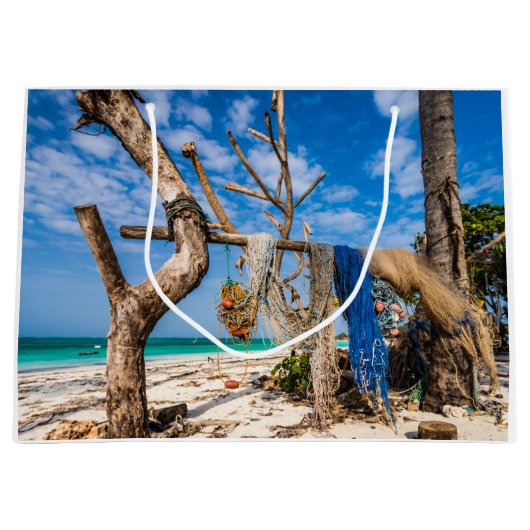 Gevist netten die op het strand drogen groot cadeauzakje (Voorkant)