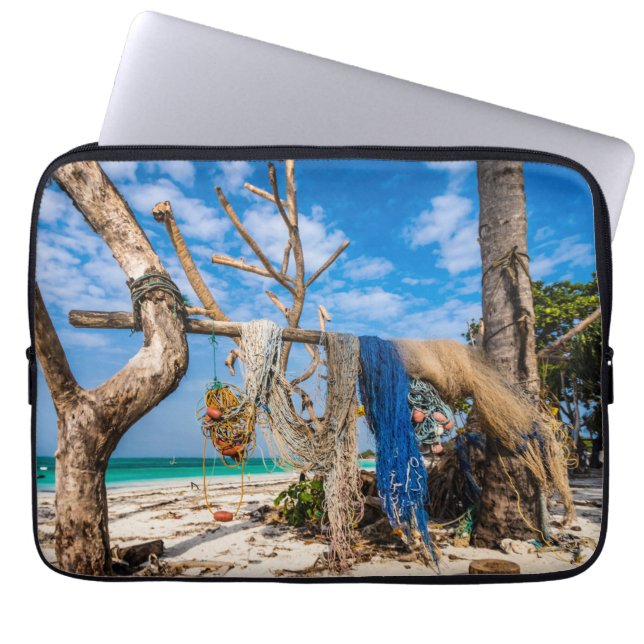 Gevist netten die op het strand drogen laptop sleeve (Voorkant)