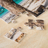 Gevist netten die op het strand drogen legpuzzel (Zijkant)