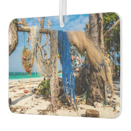 Gevist netten die op het strand drogen luchtverfrisser