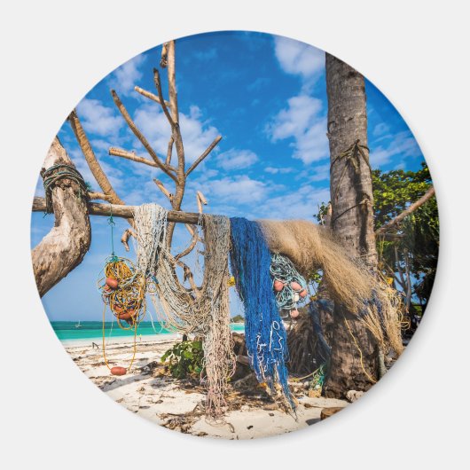 Gevist netten die op het strand drogen magneet (Voorkant)