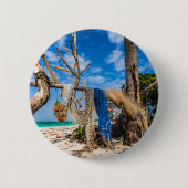 Gevist netten die op het strand drogen ronde button 5,7 cm (Voorkant)