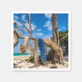 Gevist netten die op het strand drogen servet (Voorkant)