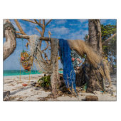 Gevist netten die op het strand drogen snijplank (Voorkant)