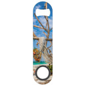 Gevist netten die op het strand drogen speed flessenopener (Achterkant)