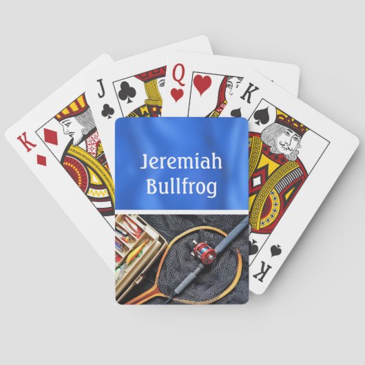 Gevist Ontwerp met Rod en Reel personaliseren Naam Pokerkaarten (Achterkant)