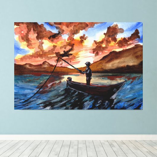 Gevist op Sunset Canvas Afdruk (Insitu (Houten vloer))