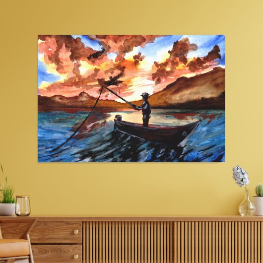Gevist op Sunset Canvas Afdruk (Insitu (Woonkamer))