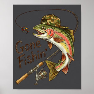 Gevist op vissen Camouflage Forel Vis Vintage Viss Poster