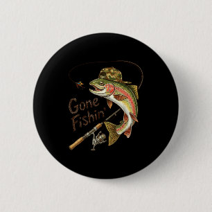 Gevist op vissen Camouflage Forel Vis Vintage Viss Ronde Button 5,7 Cm