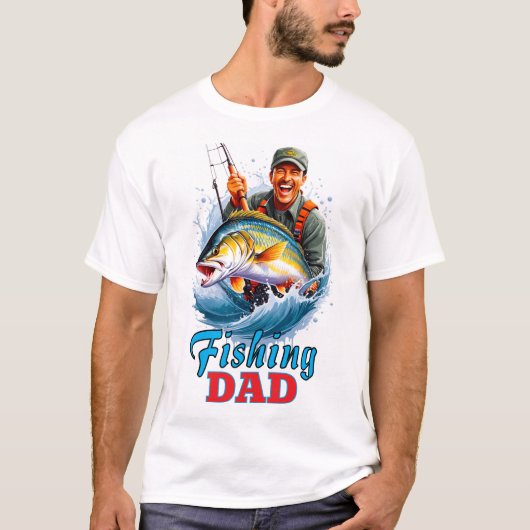 Gevist papa Happy Vaderdag Fish T-shirt (Voorkant)