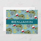 Gevist patroon met aangepaste naam briefkaart (Voorkant / Achterkant)