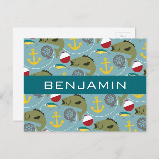 Gevist patroon met aangepaste naam briefkaart (Voorkant / Achterkant)