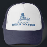 Gevist pet | Geboren om te vissen met een bootontw<br><div class="desc">Vissend pet | Geboren om te vissen met bootontwerp. Leuk cadeau-idee voor jacht-,  boot- en visliefhebbers. Ook geweldig voor gepensioneerde persoon.</div>