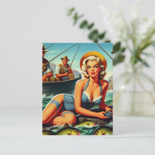 Gevist Pin Up Briefkaart (Staand voorkant)