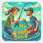 Gevist plezier vierkante sticker (Voorkant)