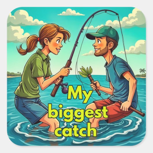 Gevist plezier vierkante sticker (Voorkant)