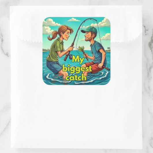 Gevist plezier vierkante sticker (Tas)