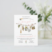 Gevist Reel Baby shower Clothesline Girl Kaart (Staand voorkant)