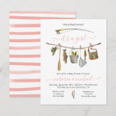 Gevist Reel Baby shower Clothesline Girl Kaart (Voorkant / Achterkant)