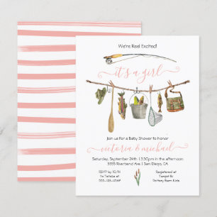 Gevist Reel Baby shower Clothesline Girl Kaart