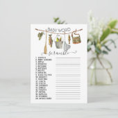 Gevist Reel Clothesline Baby Word Scramble Kaart (Staand voorkant)