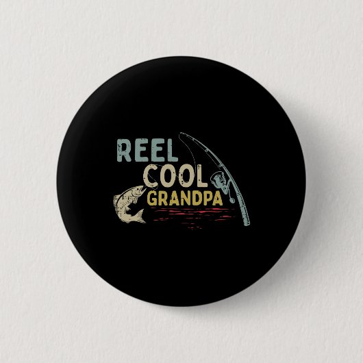Gevist Reel Cool Opa Grappig Opa Grootvader Fisher Ronde Button 5,7 Cm (Voorkant)