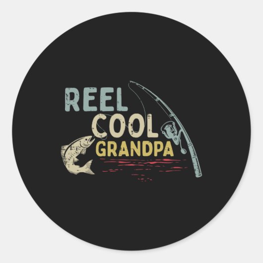 Gevist Reel Cool Opa Grappig Opa Grootvader Fisher Ronde Sticker (Voorkant)