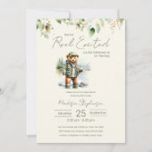 Gevist Reel Opgewonden Boy Baby shower QR-code Kaart (Voorkant)