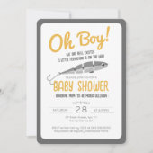 Gevist Reel Opgewonden Oh Boy Baby shower Kaart (Voorkant)