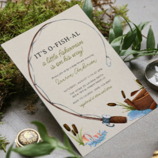 Gevist Reel Waterverf Boy Baby shower Kaart