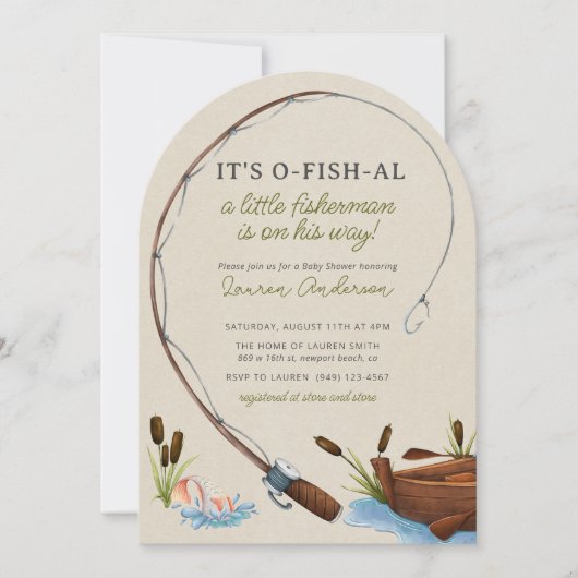 Gevist Reel Waterverf Boy Baby shower Kaart (Voorkant)