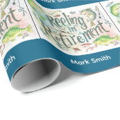 Gevist Reeling in Retirement Party waterverf Cadeaupapier (Rol Hoek)