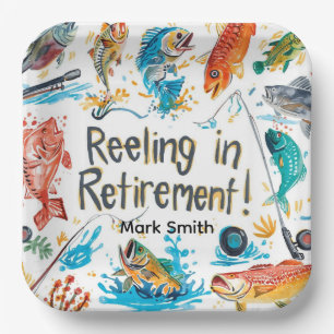 Gevist Reeling in Retirement Party waterverf Papieren Bordje