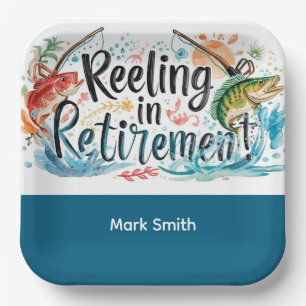 Gevist Reeling in Retirement Party waterverf Papieren Bordje