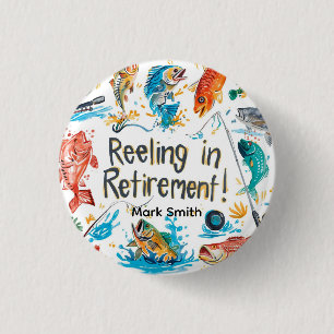 Gevist Reeling in Retirement Party waterverf Ronde Button 3,2 Cm