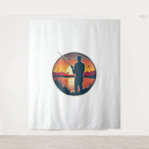 Gevist Retro Gevist vis Zee zonsondergang Wandkleed