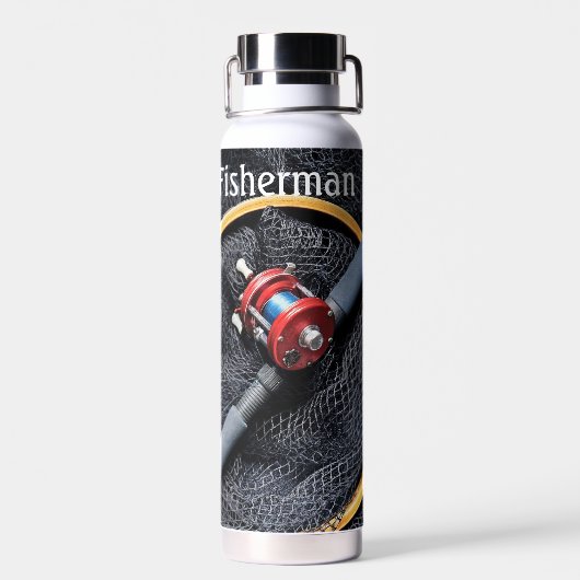 Gevist Rod-Net-Lures ontwerp Personaliseren Waterfles (Achterkant)