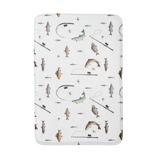 Gevist Rod & Reel Fish Theme Pattern Badmat (Voorkant Verticaal)