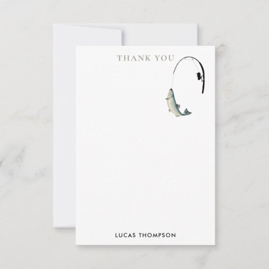 Gevist Rod & Reel Fish Theme Pattern Bedankkaart (Voorkant)