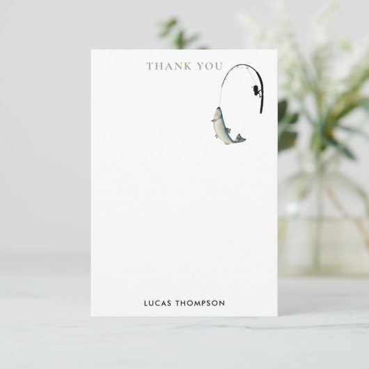 Gevist Rod & Reel Fish Theme Pattern Bedankkaart (Staand voorkant)