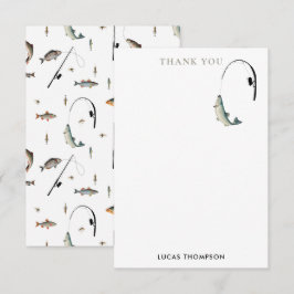 Gevist Rod & Reel Fish Theme Pattern Bedankkaart