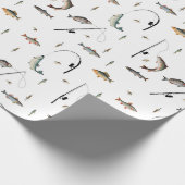 Gevist Rod & Reel Fish Theme Pattern Cadeaupapier (Hoek)
