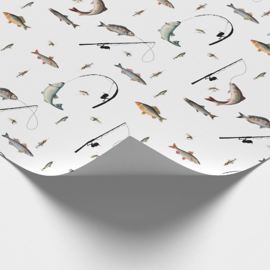 Gevist Rod & Reel Fish Theme Pattern Cadeaupapier (Hoek)