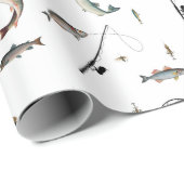 Gevist Rod & Reel Fish Theme Pattern Cadeaupapier (Rol Hoek)