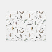 Gevist Rod & Reel Fish Theme Pattern Fleece Deken (Voorkant (Horizontaal))